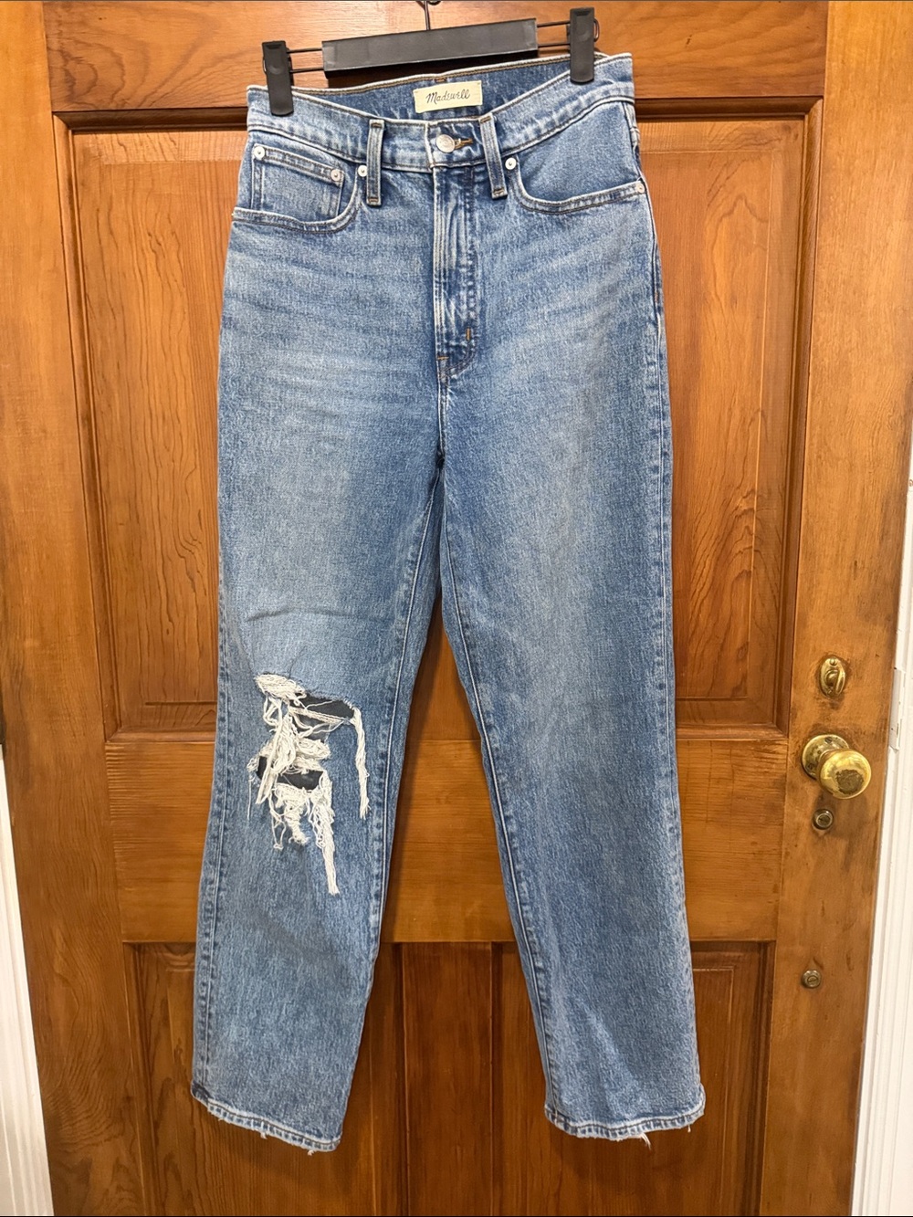 Madewell Straight-Leg Distressed Jeans - Light Blue
